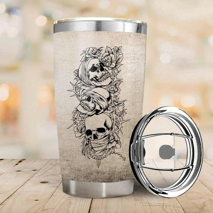 Stuck Between I Don't Know - Gift for yourself/friends - Personalized Skull Custom Tumbler