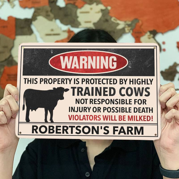 Trained Cows - Gift for a Farmer - Personalized Custom Metal Sign