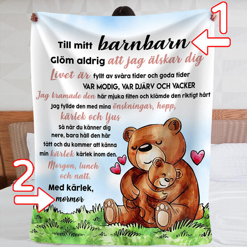 Filt Från från mormor till barnbarn - "Lyckan i dig"