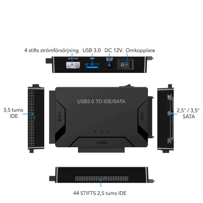 USB 3.0 till IDE/SATA hårddiskadapter