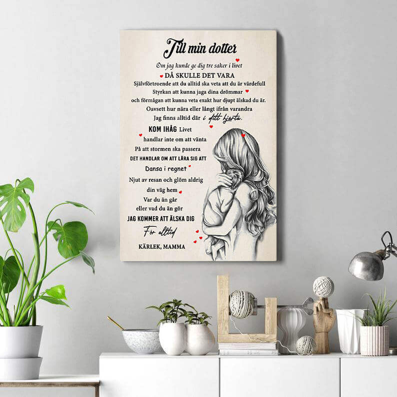 Foto på duk från mor till dotter - "Skönheten i stunderna med dig"