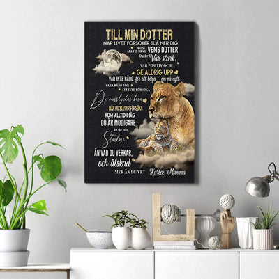 Foto på duk från mor till dotter - "Kraften av moderlig kärlek"