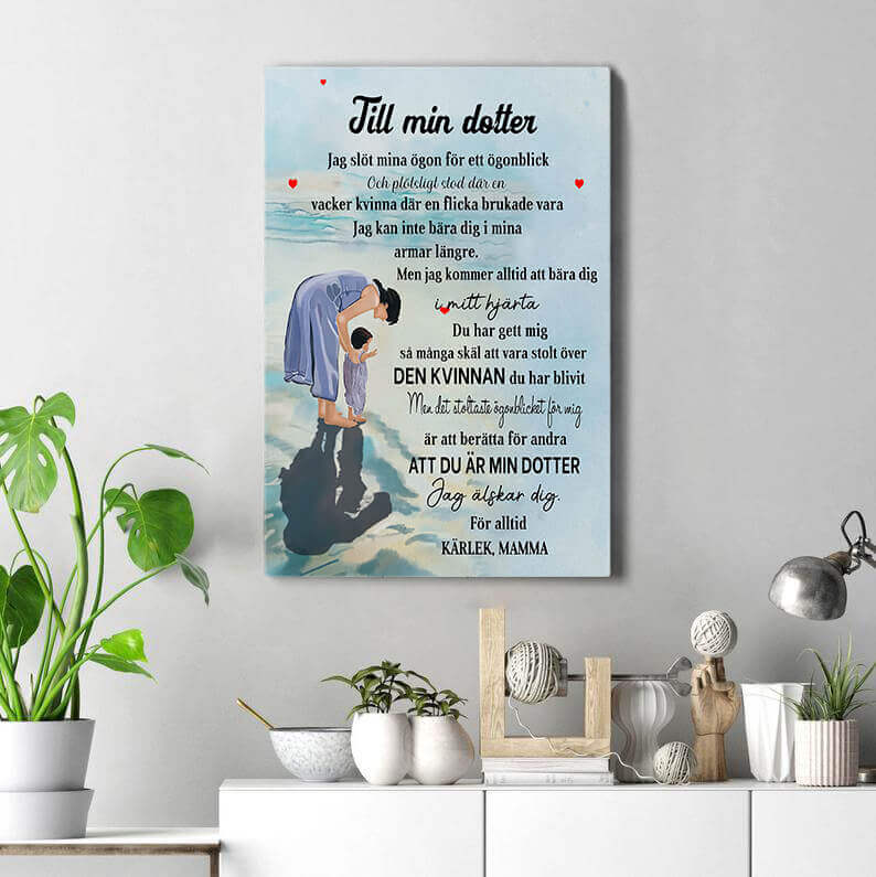 Foto på duk från mor till dotter - "Min lilla flicka"