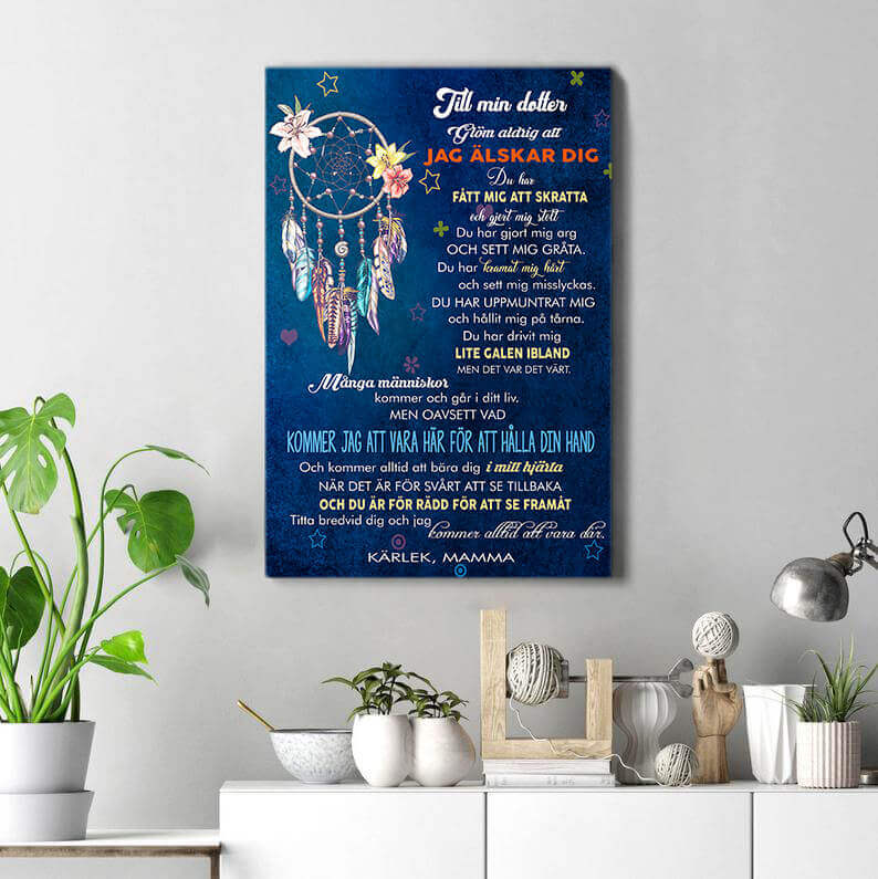 Foto på duk från mor till dotter - "Färgglada drömmar"