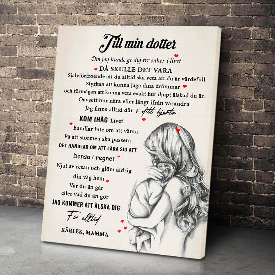 Foto på duk från mor till dotter - "Skönheten i stunderna med dig"