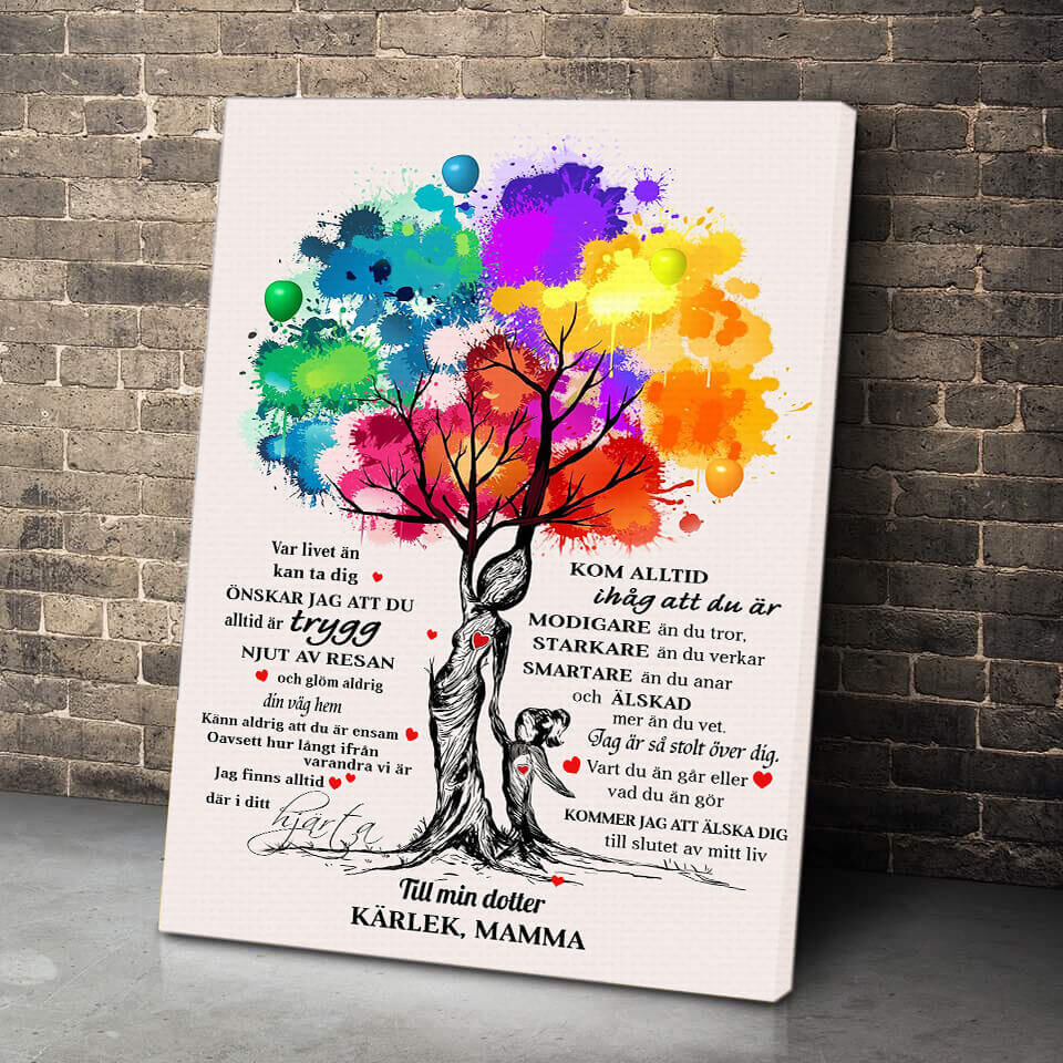 Foto på duk från mor till dotter - "Mystiskt träd"