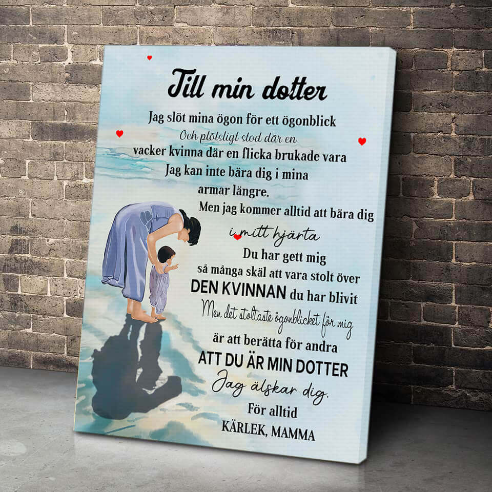 Foto på duk från mor till dotter - "Min lilla flicka"