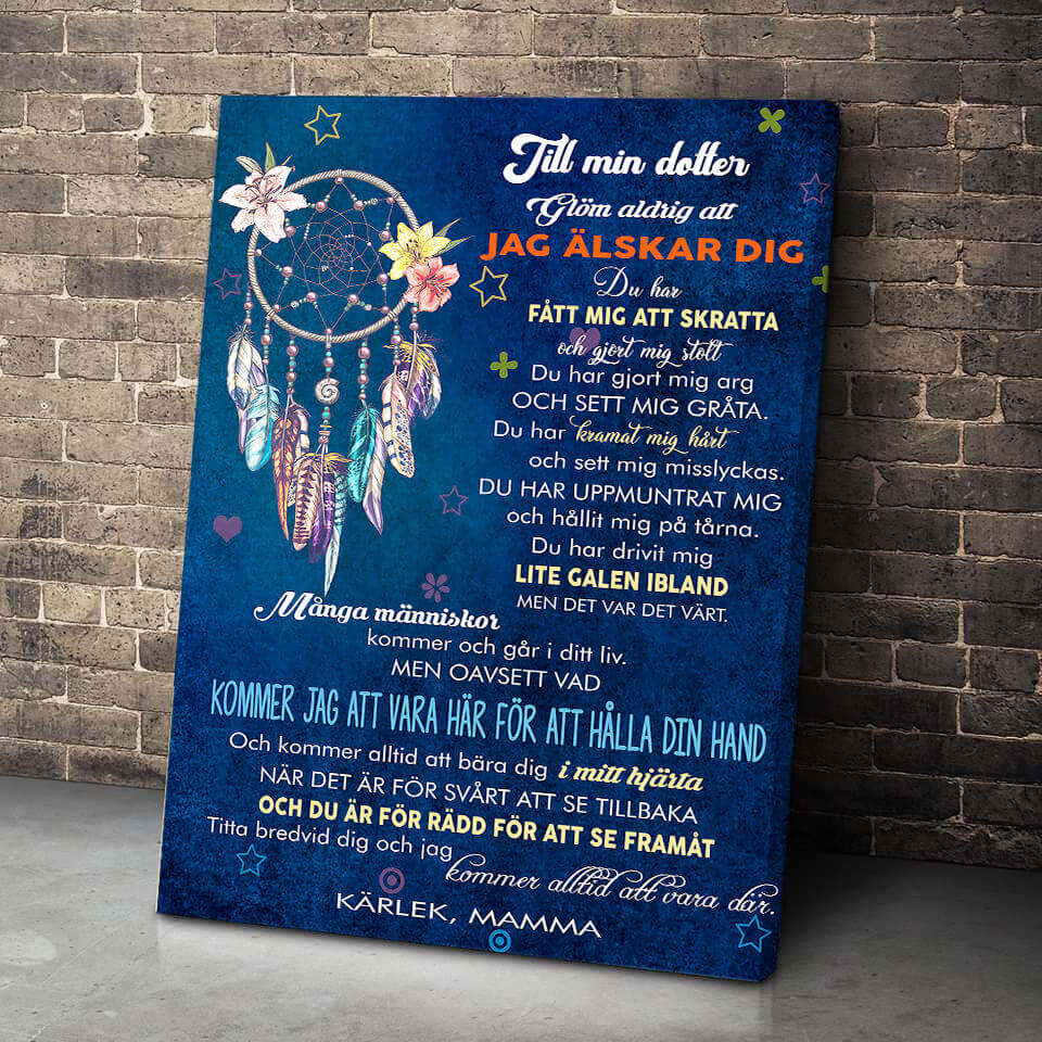 Foto på duk från mor till dotter - "Färgglada drömmar"