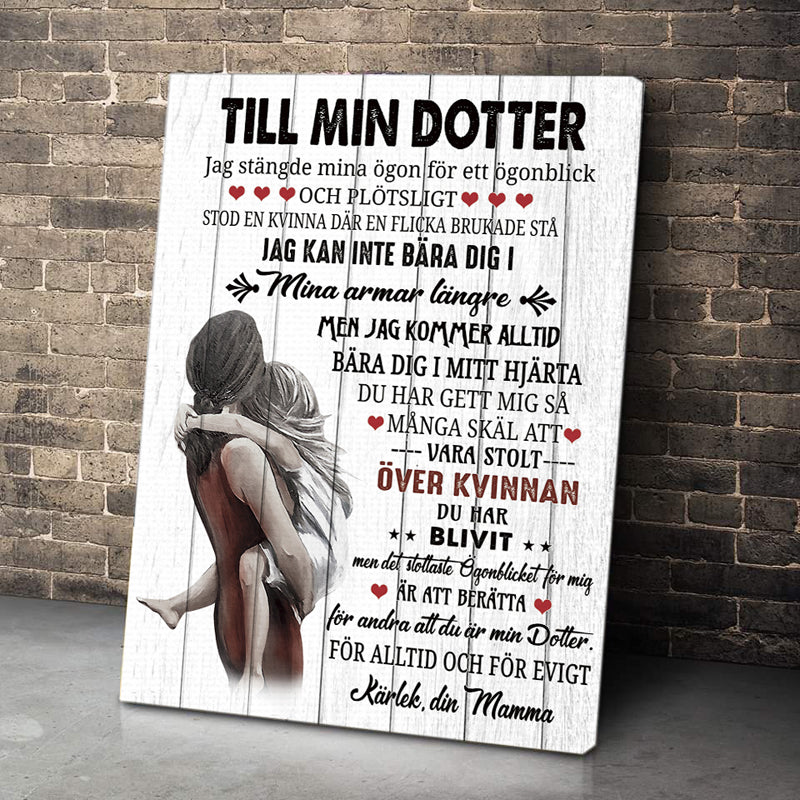 Foto på duk från mor till dotter - "Min skönhet finns i dig"