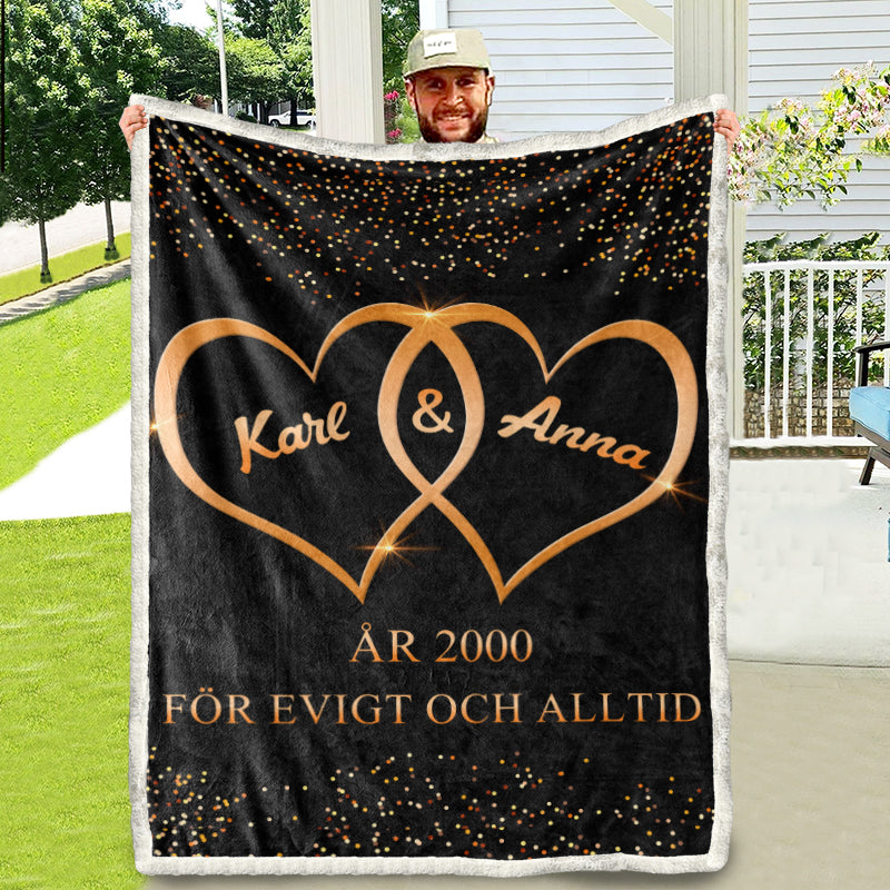 Filt för par med ditt namn - Förevigt och alltid