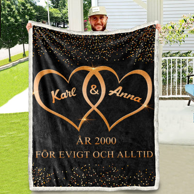 Filt för par med ditt namn - Förevigt och alltid