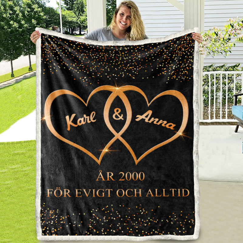 Filt för par med ditt namn - Förevigt och alltid