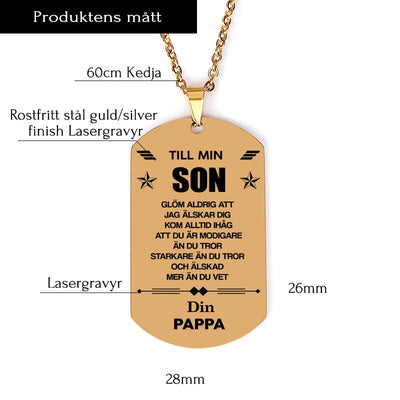 Hänge med gravyr från far till son - Jag är alltid med dig