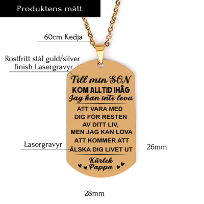 Hänge med gravyr från far till son - För min kära pojke