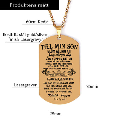 Hänge med gravyr från far till son - För min fina son