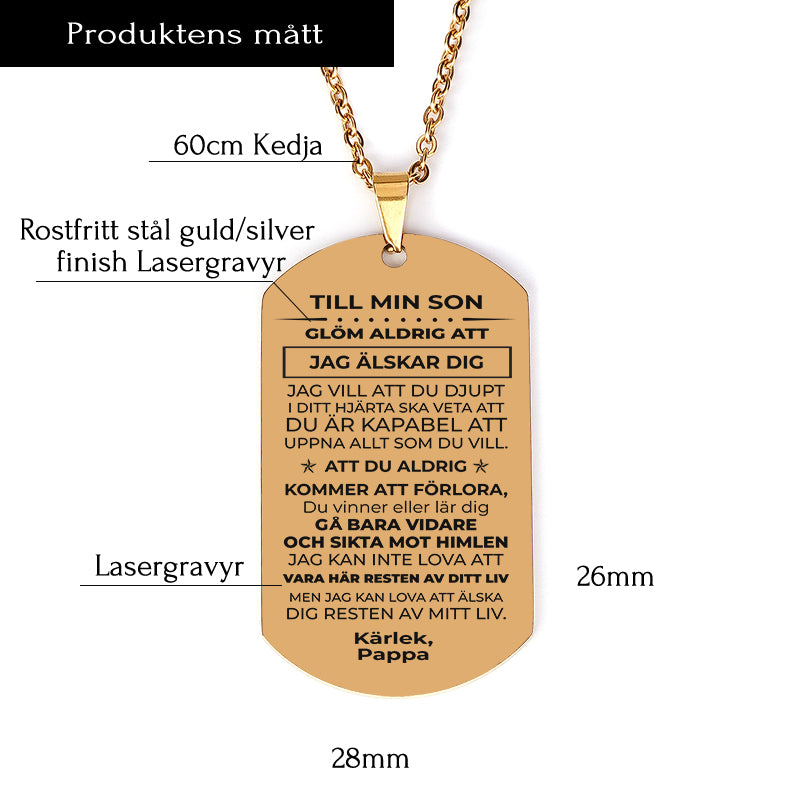 Hänge med gravyr från far till son - Med kärlek till min son