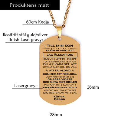 Hänge med gravyr från far till son - Med kärlek till min son