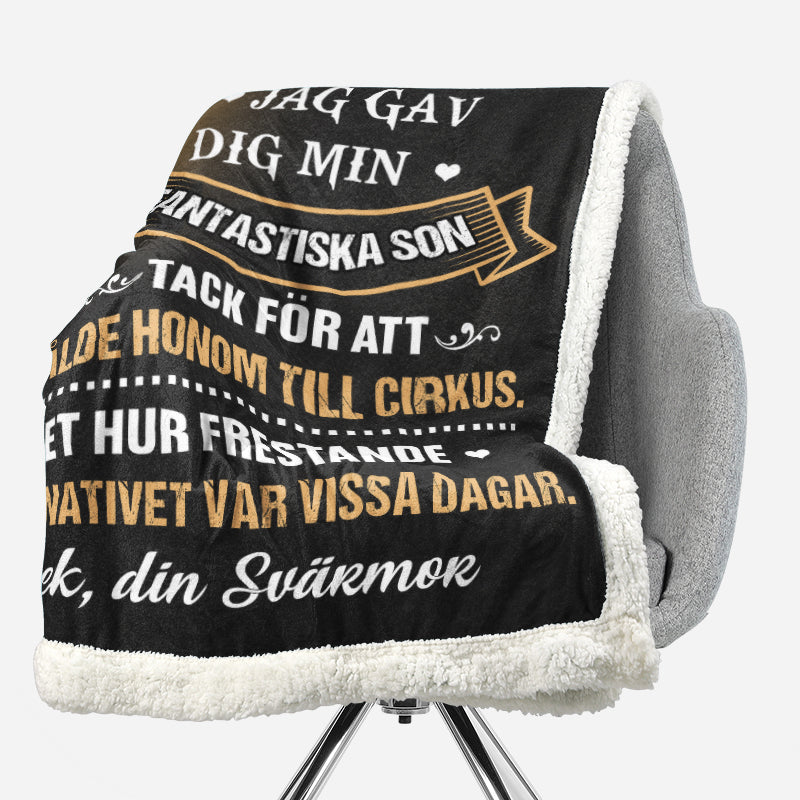 Filt Från Mor till Dotter - "Till min kära svärdotter"