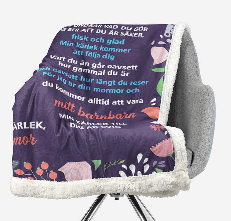 Filt Från från mormor till barnbarn - "Min kärlek till dig för alltid"