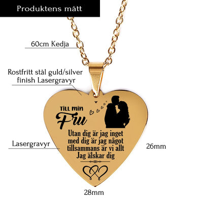 Hjärthänge graverat från man till fru - Min kärlek till dig kommer inte att blekna