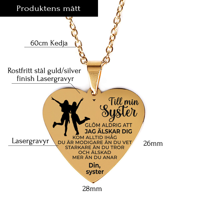 Hjärthänge graverat till syster - För min söta syster