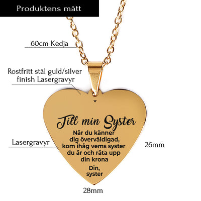 Hjärthänge graverat till syster - Du är bäst