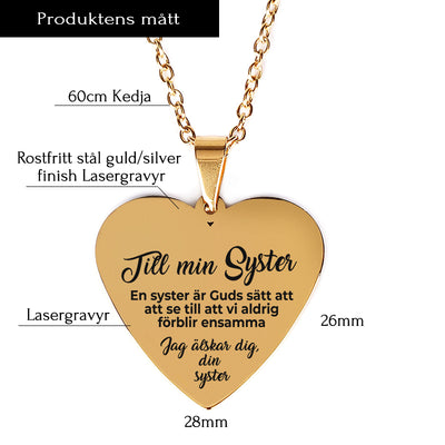 Hjärthänge graverat till syster - Du är min vänlighet