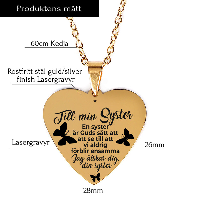 Hjärthänge graverat till syster - För min änglasyster