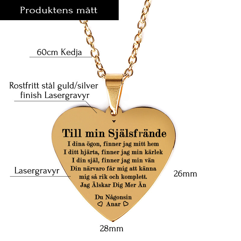 Hjärthänge graverat från man till fru -  Till min själsfrände