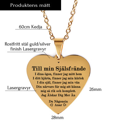 Hjärthänge graverat från man till fru -  Till min själsfrände