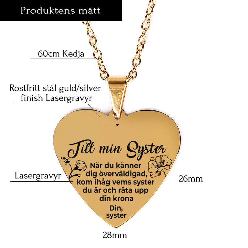 Hjärthänge graverat till syster - För min älskade syster