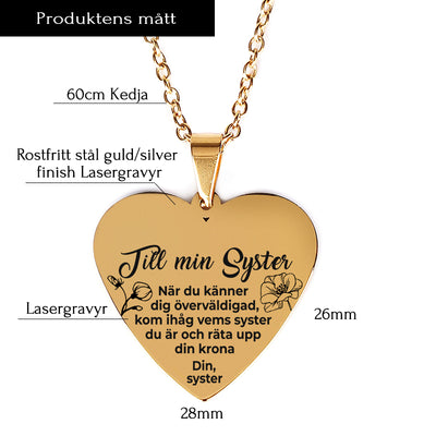 Hjärthänge graverat till syster - För min älskade syster