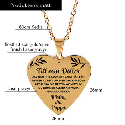 Hjärthänge graverat från far till dotter -  För min underbara dotter