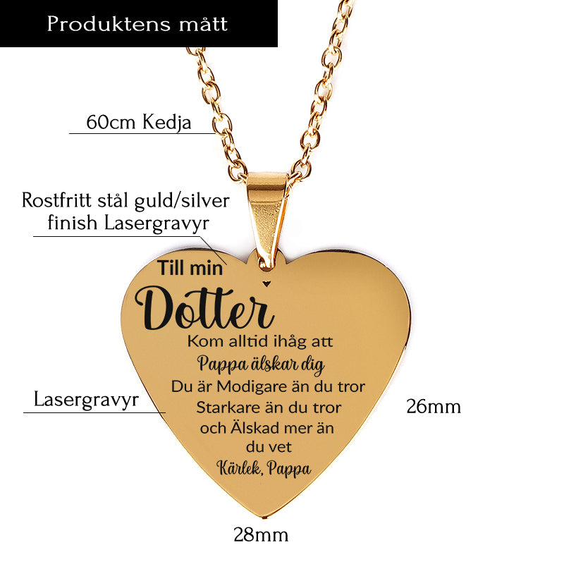 Hjärthänge graverat från far till dotter - För min älskade dotter