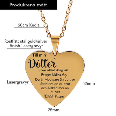 Hjärthänge graverat från far till dotter - För min älskade dotter