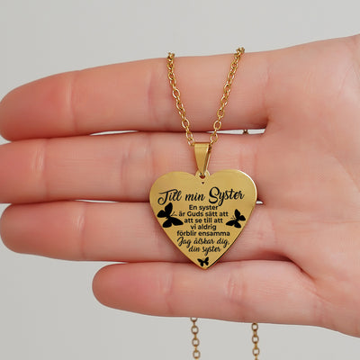 Hjärthänge graverat till syster - För min änglasyster