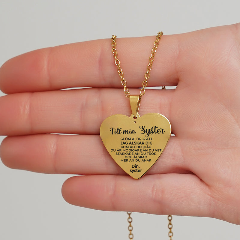 Hjärthänge graverat till syster - För min kära syster