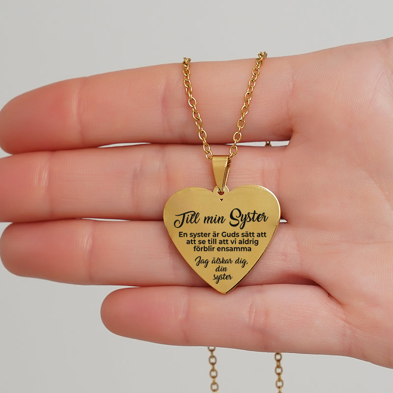 Hjärthänge graverat till syster - Du är min vänlighet