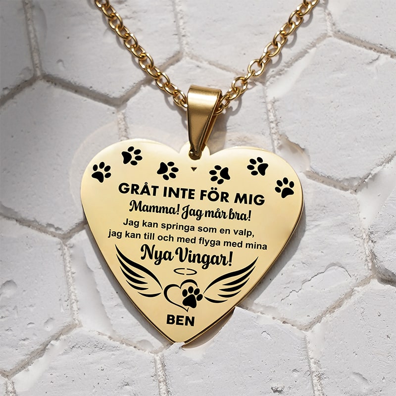 Kundanpassat minneshalsband hjärta - Du bor i mitt hjärta