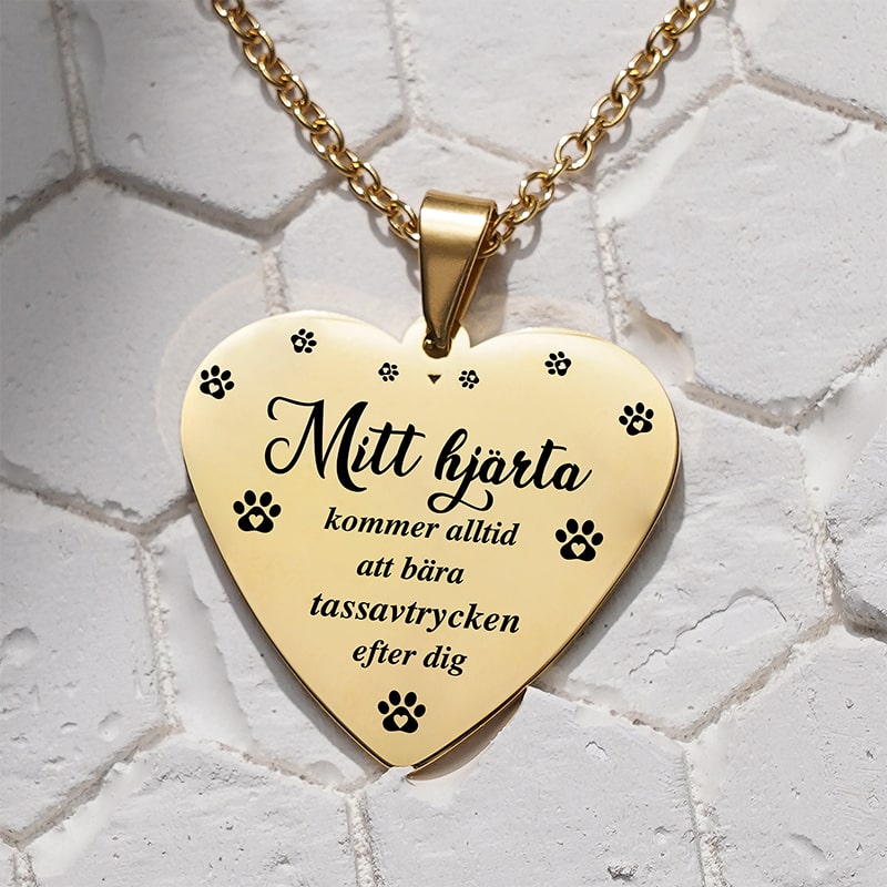 Kundanpassat minneshalsband hjärta - För alltid i mitt hjärta