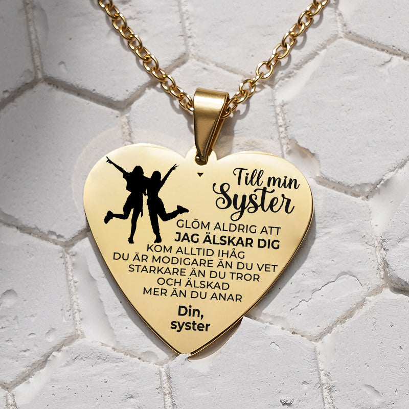 Hjärthänge graverat till syster - För min söta syster