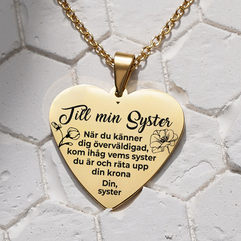 Hjärthänge graverat till syster - För min älskade syster