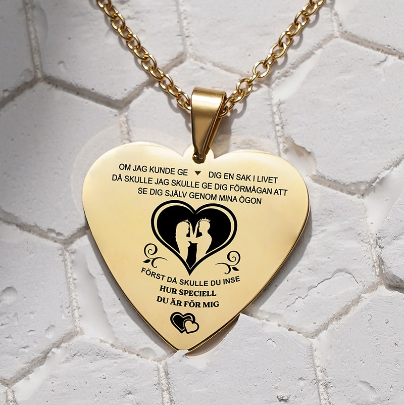 Mitt hjärta i dina händer - Graverat hjärthänge för en älskad