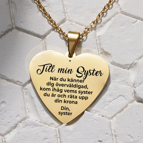 Hjärthänge graverat till syster - Du är bäst