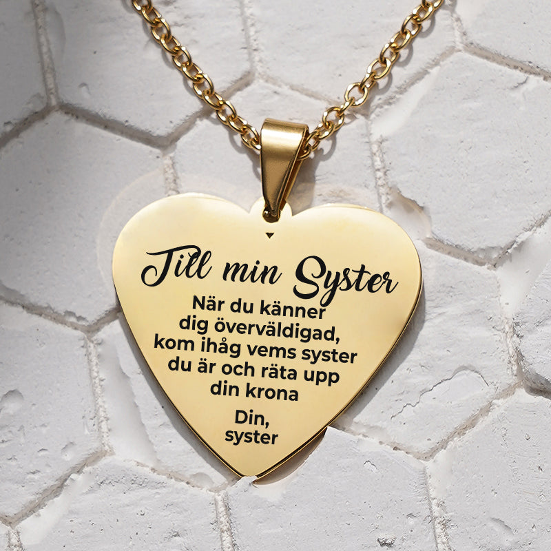 Hjärthänge graverat till syster - Du är bäst