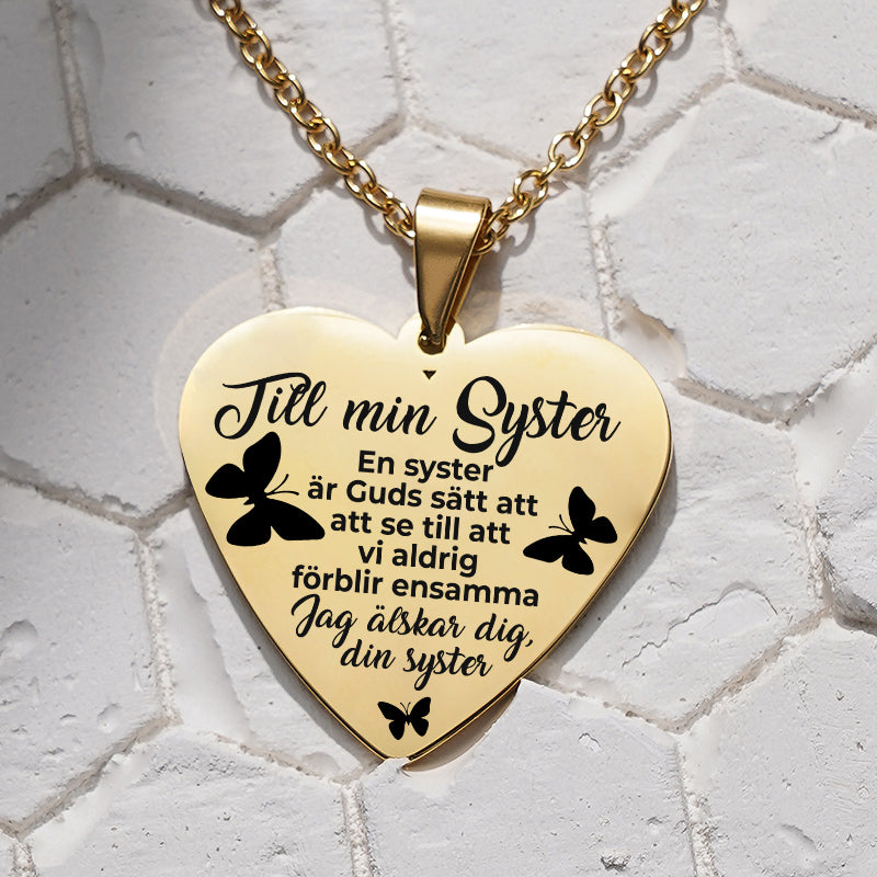 Hjärthänge graverat till syster - För min änglasyster
