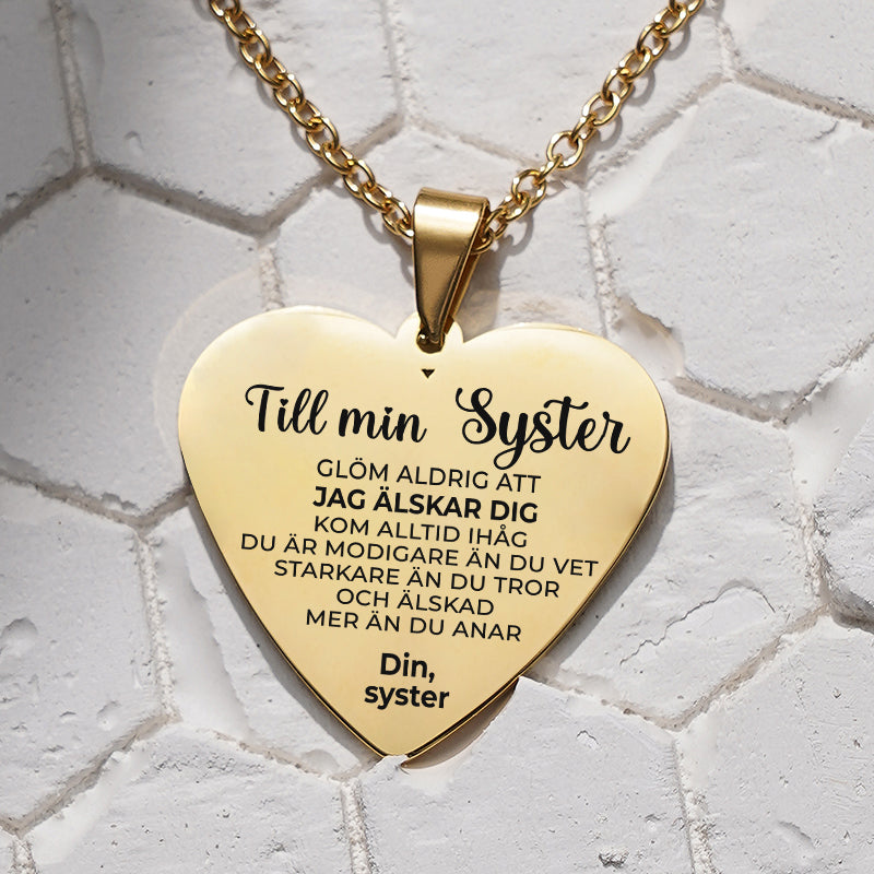Hjärthänge graverat till syster - För min kära syster