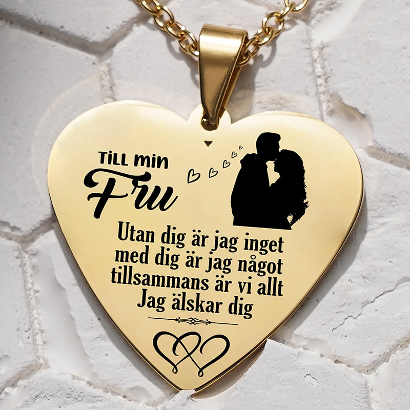Hjärthänge graverat från man till fru - Min kärlek till dig kommer inte att blekna