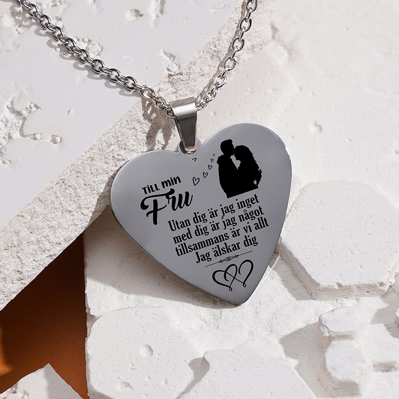 Hjärthänge graverat från man till fru - Min kärlek till dig kommer inte att blekna