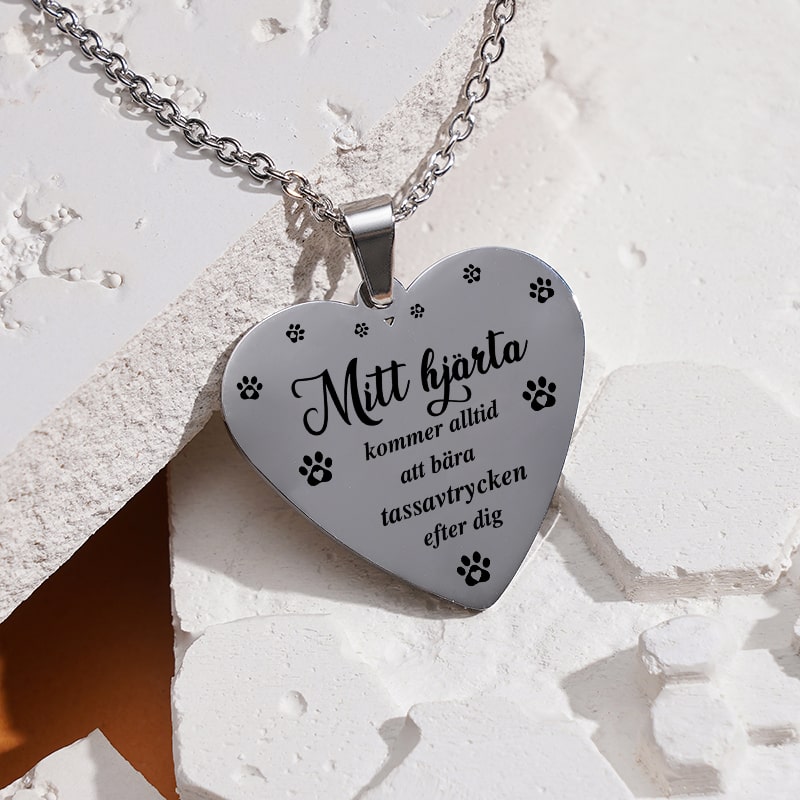 Kundanpassat minneshalsband hjärta - För alltid i mitt hjärta